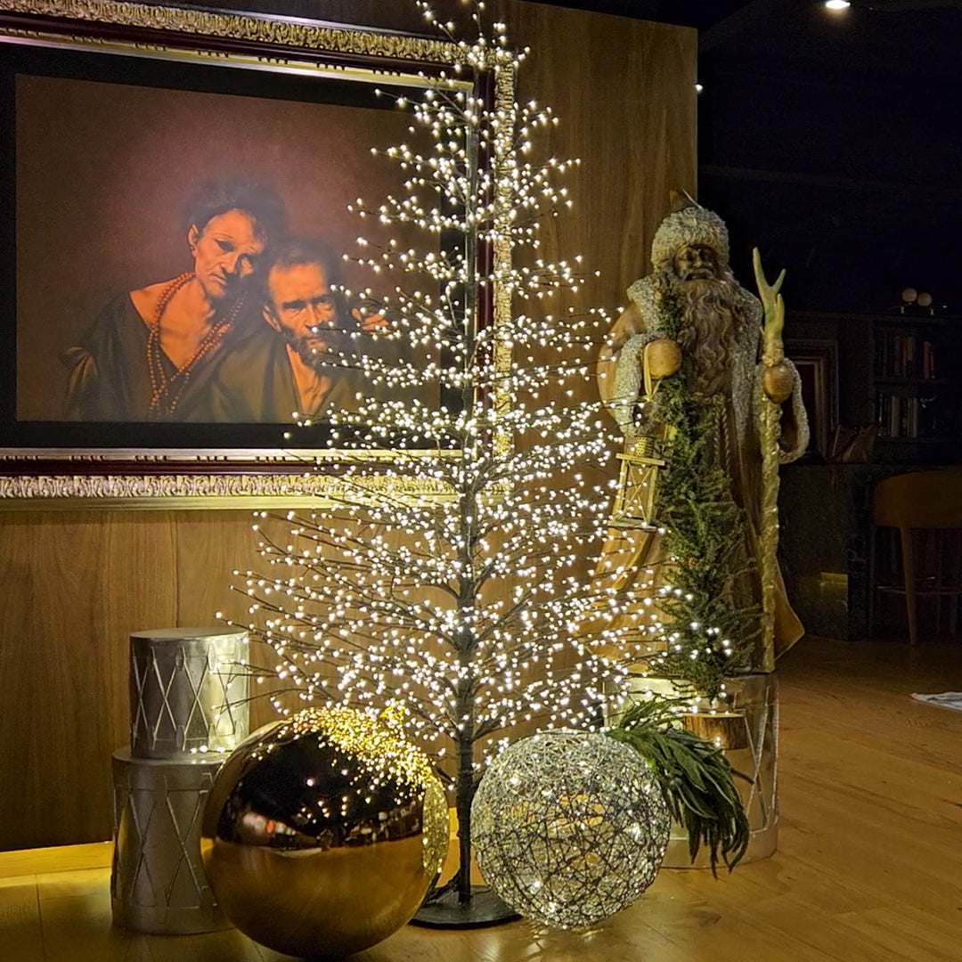 Árbol 1940 luces blancas cálidas, adaptador UL IP44, base de resina, 5m cable 180cm Negro 1/U