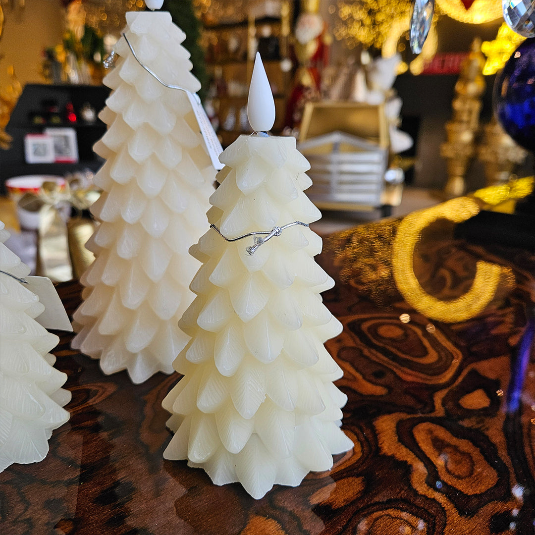 VELAS AROMATIZANTES ARBOL CON LUZ LED ON-OFF 8.6x15.8cm Beige 1U/U