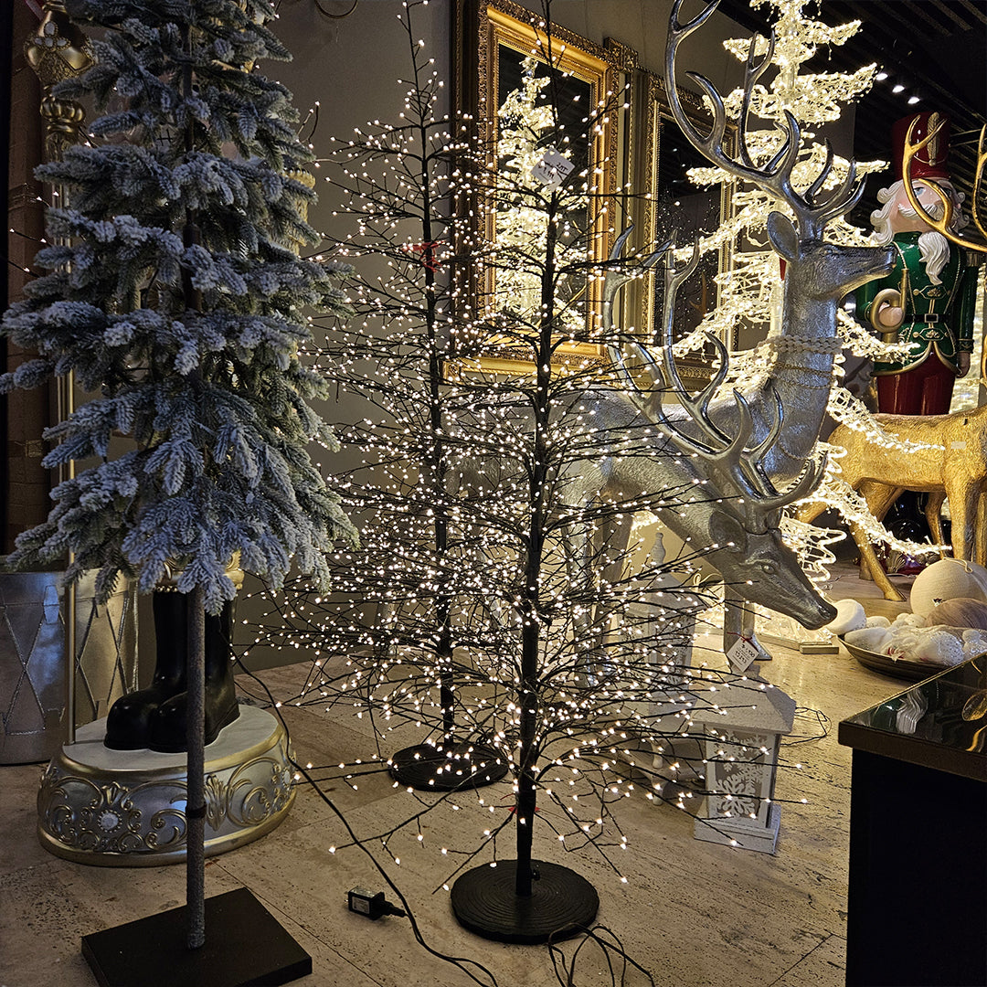 Árbol 1440 luces blancas cálidas, adaptador UL IP44, base de resina, 5m cable 150cm Negro 1U/U