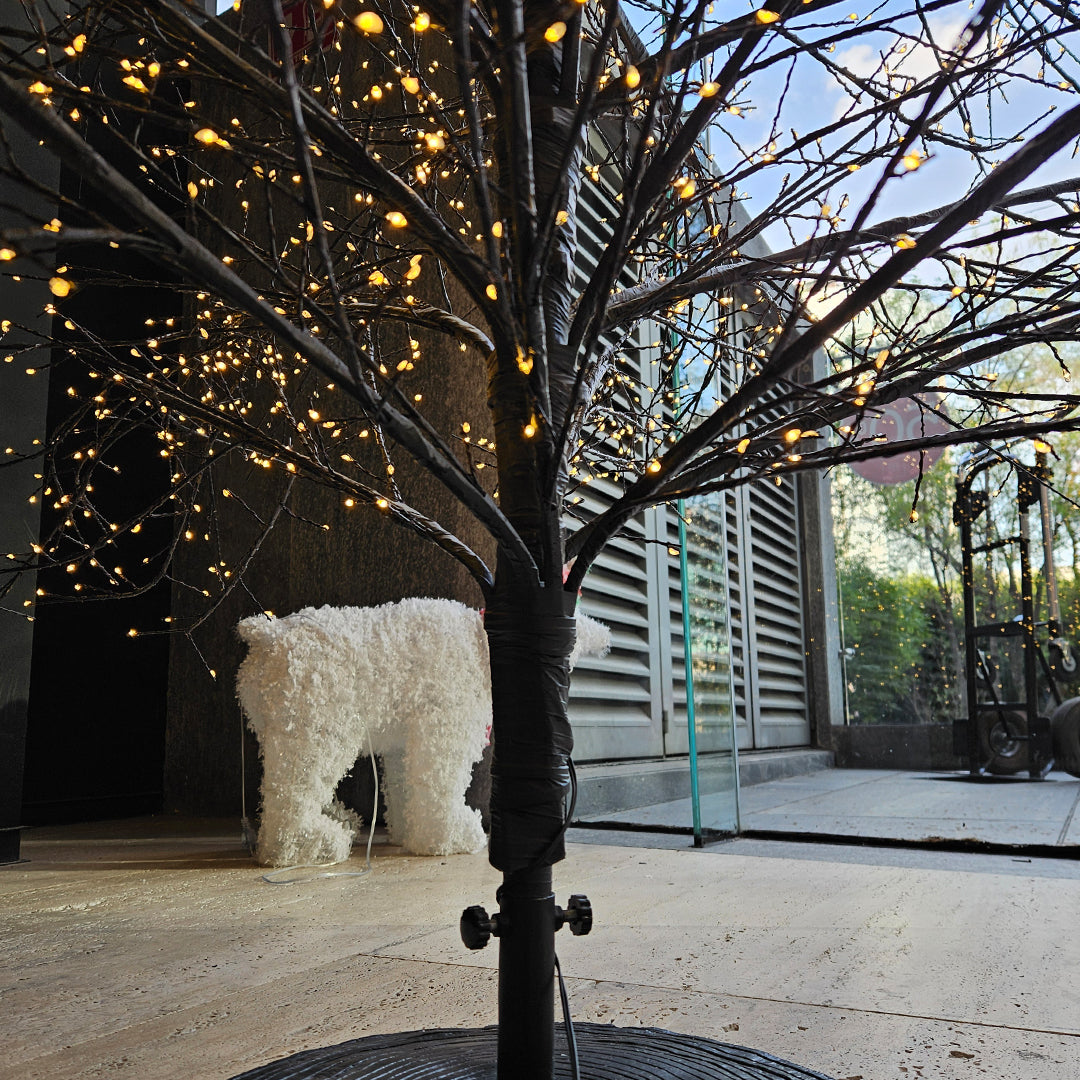 Árbol luces blancas cálidas 4060, adaptador UL IP44, base de resina. 5m cable 240cm Negro 1U/U