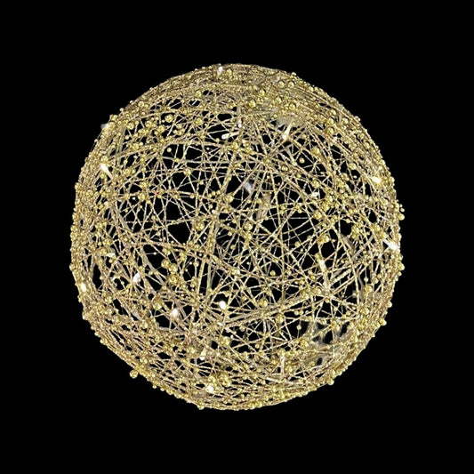 ESFERA DE LUZ DORADA 40cm with pearls, w/40lights