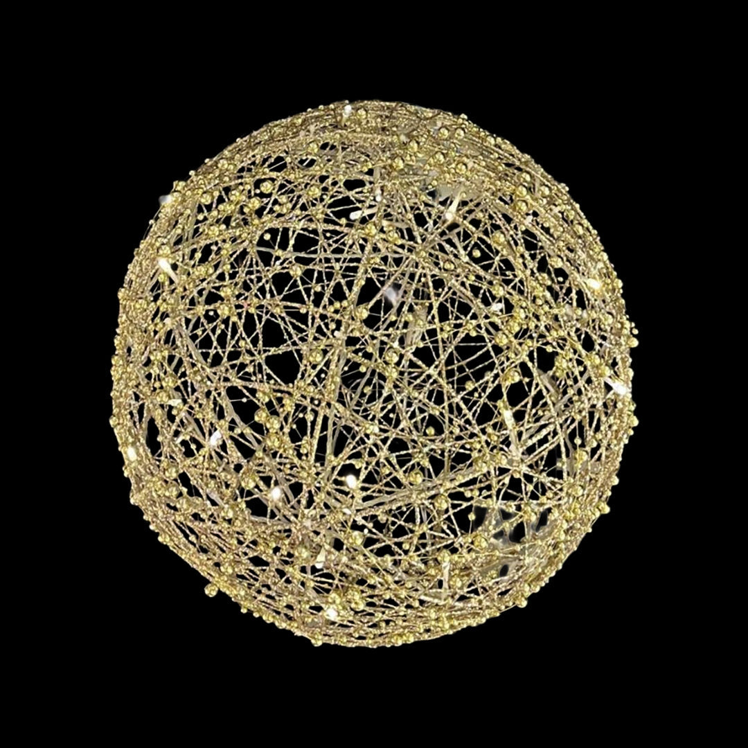 ESFERA DE LUZ DORADA 30cm with pearls, w/30lights