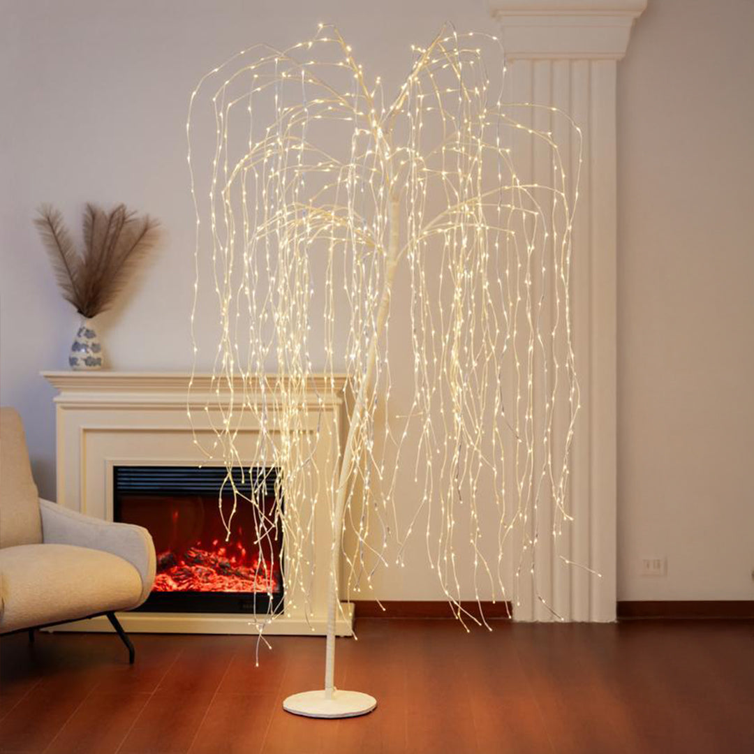 ARBOL WILLOW CON  LUZ LED BLANCA 183CM 768 lights?BASE DE METAL 22cm 5mleadwire?BS IP20 adaptor 24V?with 10% flashing lights