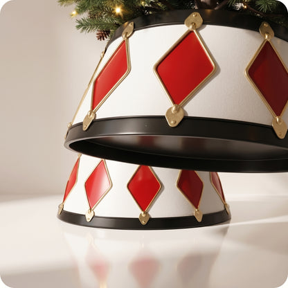 Base de árbol dorada con piedras