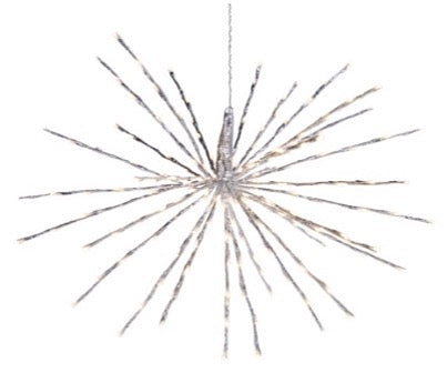ARAÑA PLATEADA DE LUCES BLANCAS CALIDAS CON CONTROL REMOTO 71.5 CM