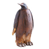 PINGÜINO DE RESINA MARRON CON CABEZA DE UN LADO 46 CM