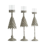 SET DE 3 CANDELABROS DE ARBOL PLATEADO