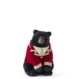 OSO SENTADO DE TERCIOPELO CON SACO ROJO DE 68 CM