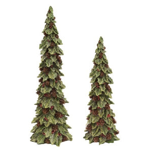 SET DE 2 ARBOLES CON PIÑAS  DE POLYPIEDRA 40 CM Y 50 CM