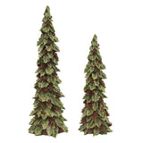 SET DE 2 ARBOLES CON PIÑAS DE POLYPIEDRA 40 CM Y 50 CM