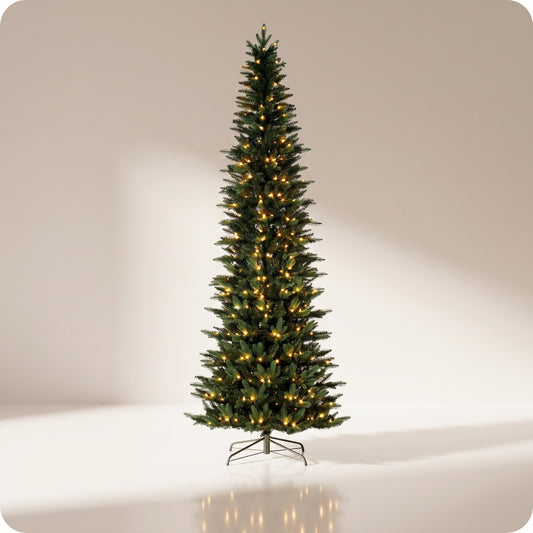 Árbol verde virginia lapiz con luz led calida