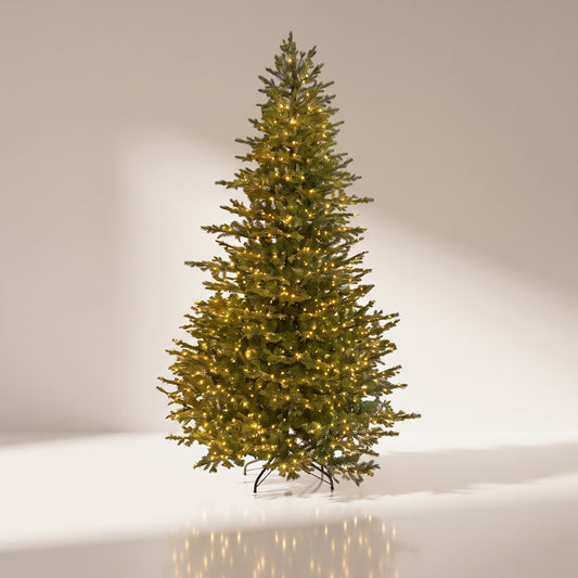 Árbol fir premium verde con 1450 luces calidas