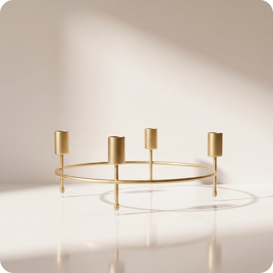 Candelabro de adviento de metal, construcción