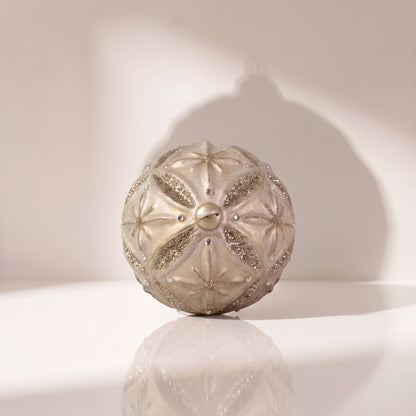 Esfera de cristal con purpurina entre rombos 12 cm