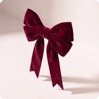 Moño doble de terciopelo burgundy y puntas finas