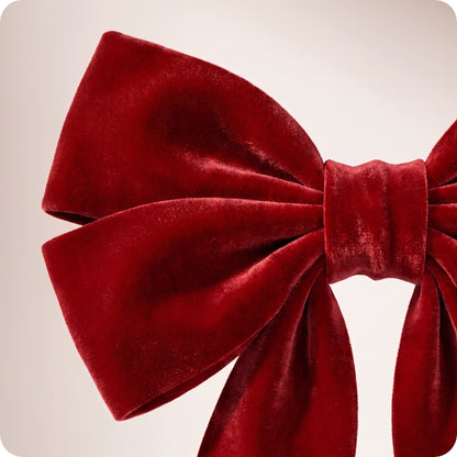Moño doble de terciopelo rojo navidad y puntas finas