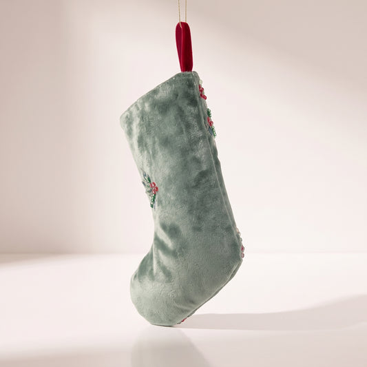 Bota de terciopelo con árbol lazo estrella