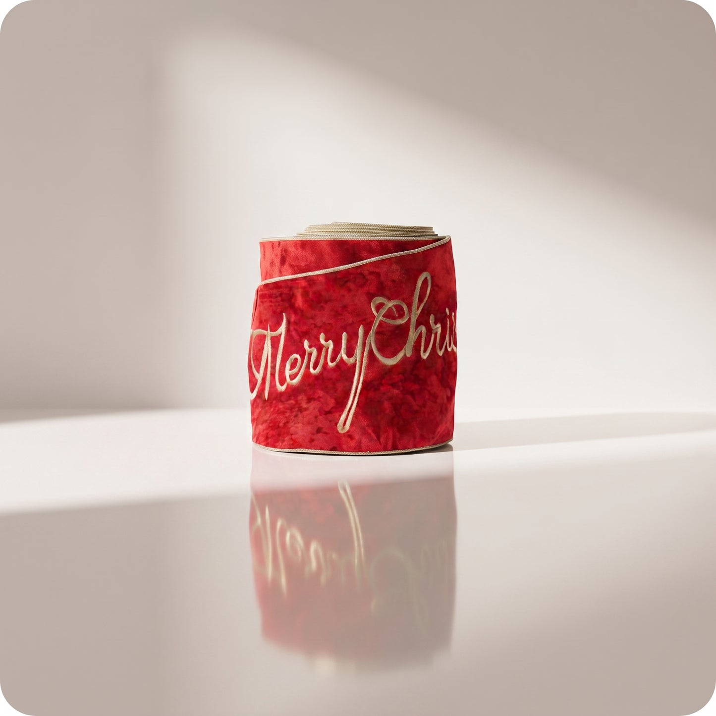 Liston de terciopelo bordado rojo "merry xmas"
