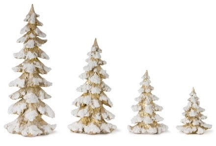 SET DE 4 ARBOLES NEVADOS DE RESINA  16.5CM , 23 CM , 34 CM Y 46 CM