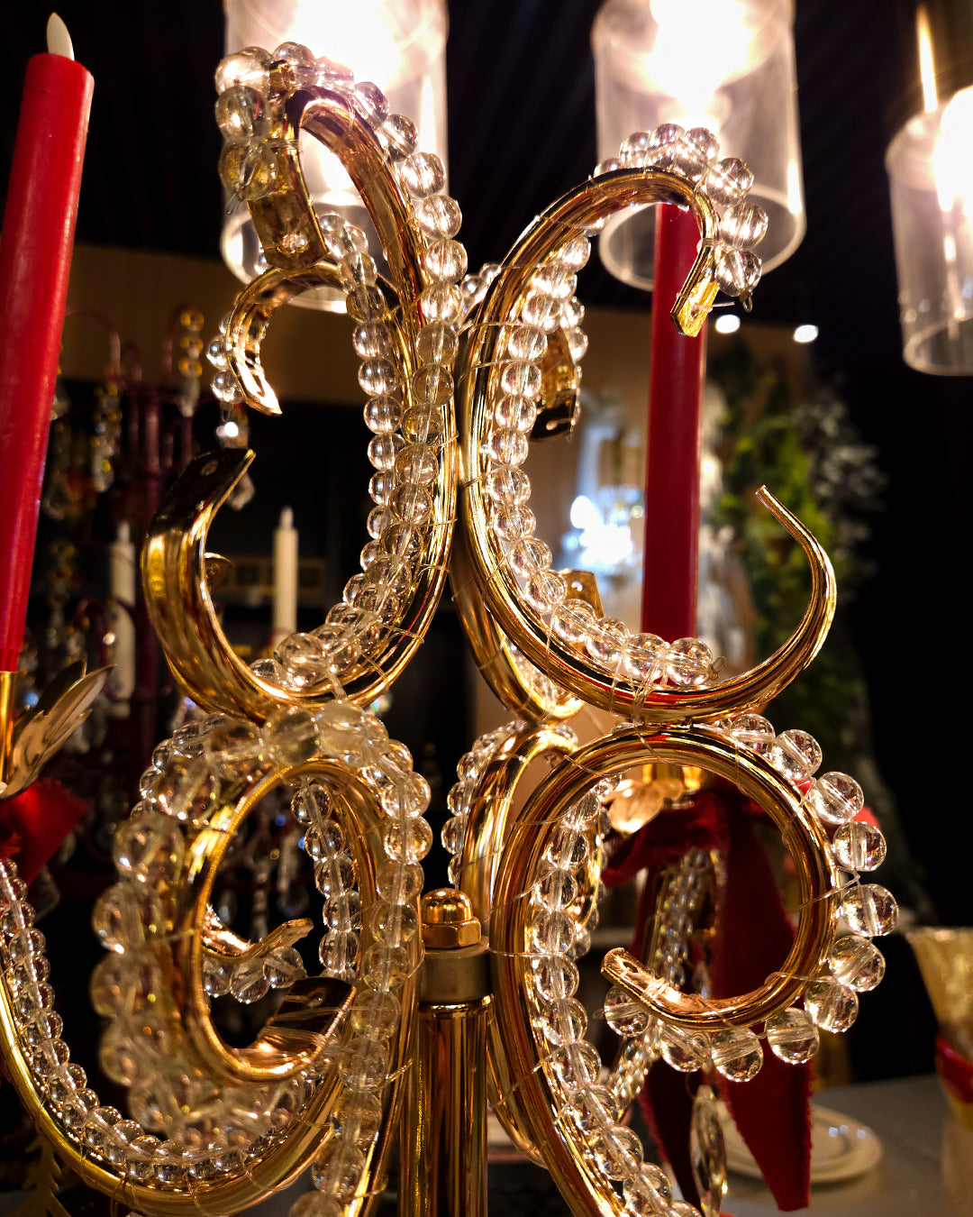 Candelabro chapado en níquel con cristal 33*33*63cm Dorado
