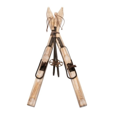 PAR DE ESKIS DE MADERA CON METAL 91.5 CM