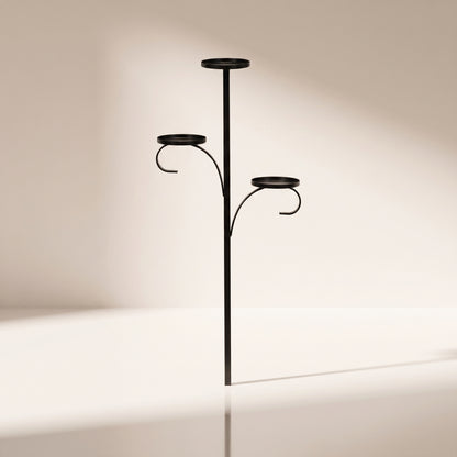 Porta vela de 3 pisos de aluminio negro para árbol