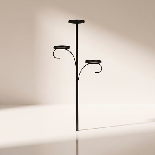 Porta vela de 3 pisos de aluminio negro para árbol