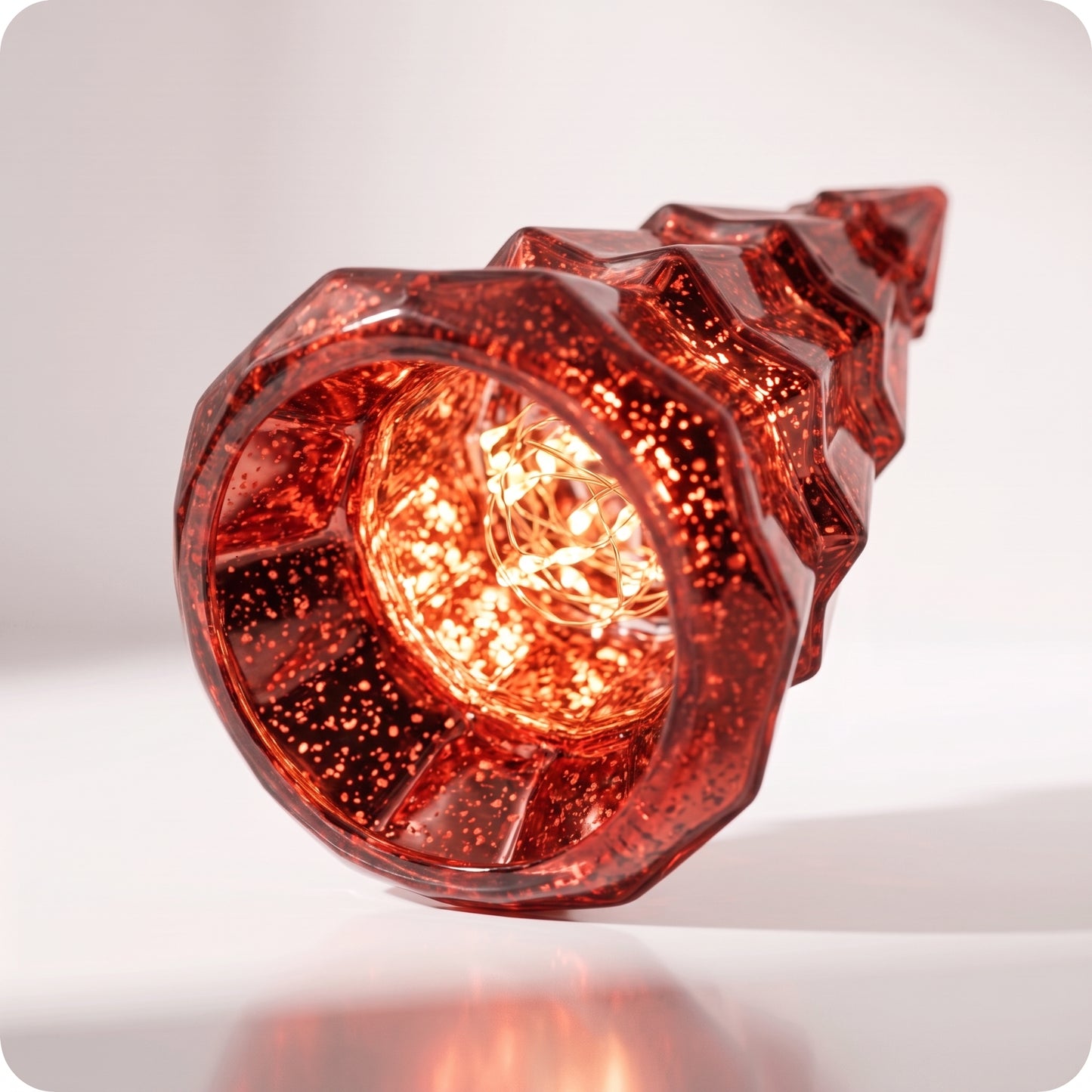 Vela tipo árbol de vidrio con luz led roja