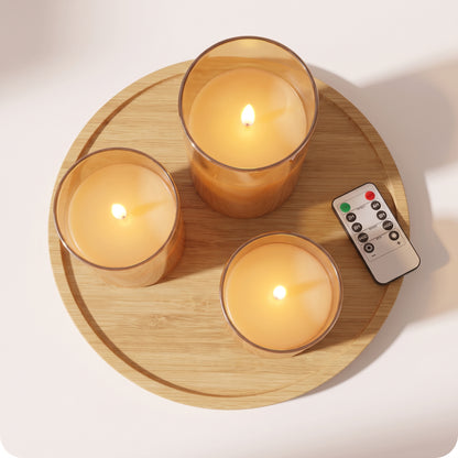 Lámparas con vela decorativas en vidrio dorado