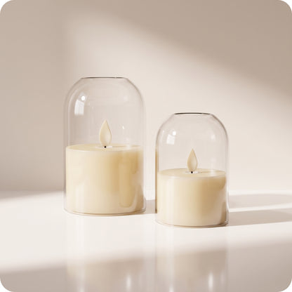 Lámpara con vela decorativa trasparente con luz led