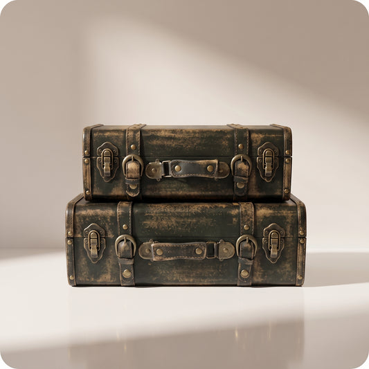 Par de maletas vintage decorativas antiguas