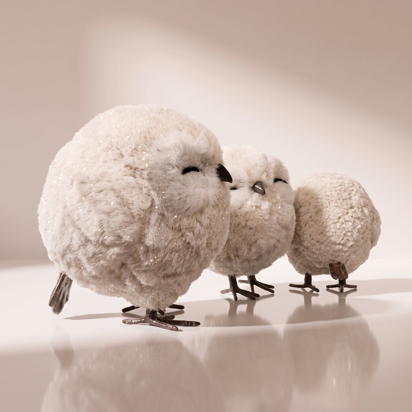 Set de 3 búhos bebés blancos