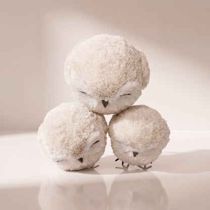 Set de 3 búhos bebés blancos