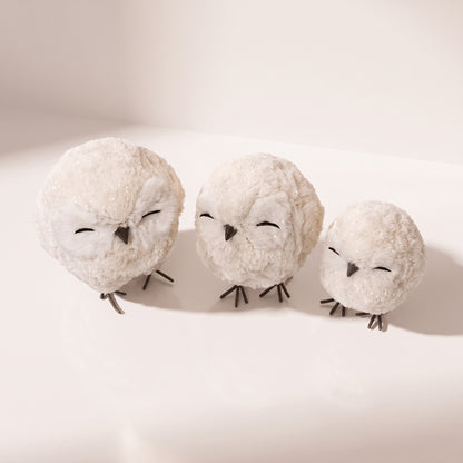Set de 3 búhos bebés blancos