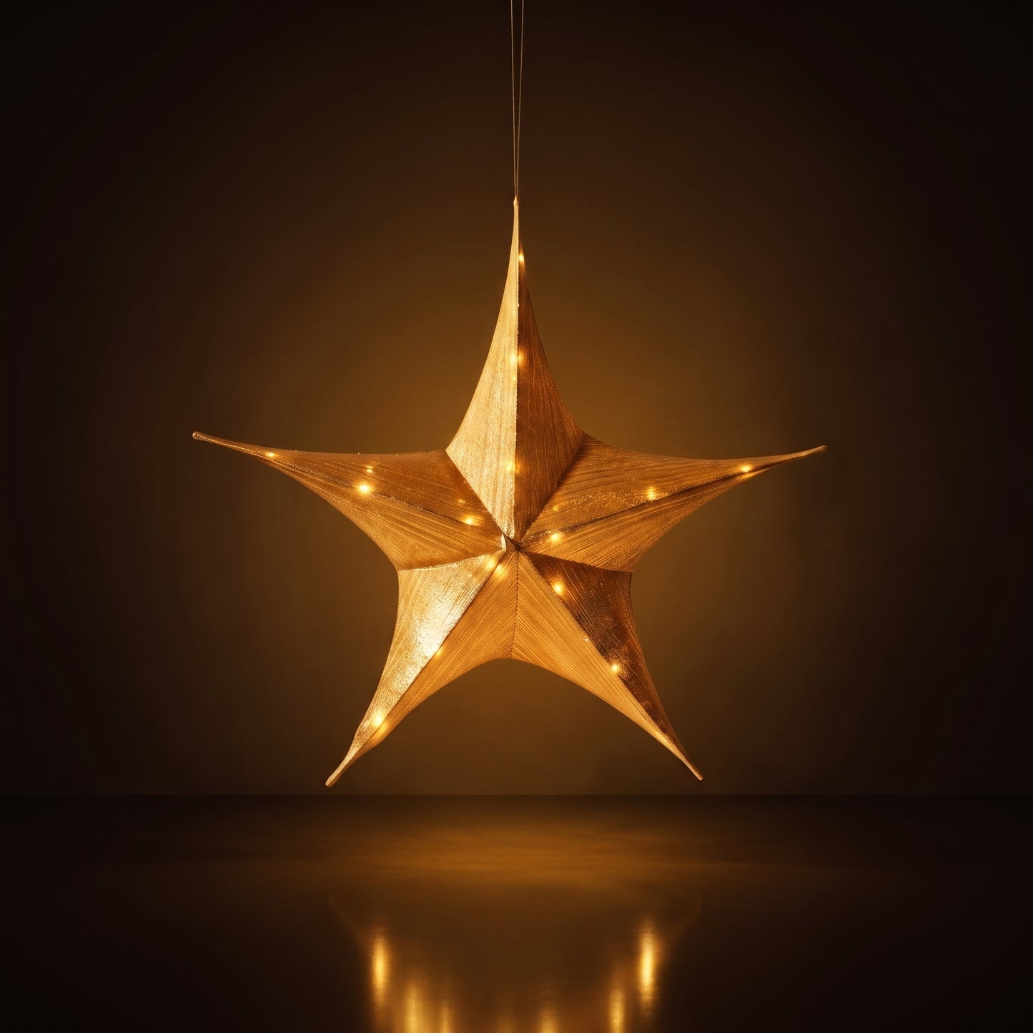 Estrella dorada 3d con luz led y baterías