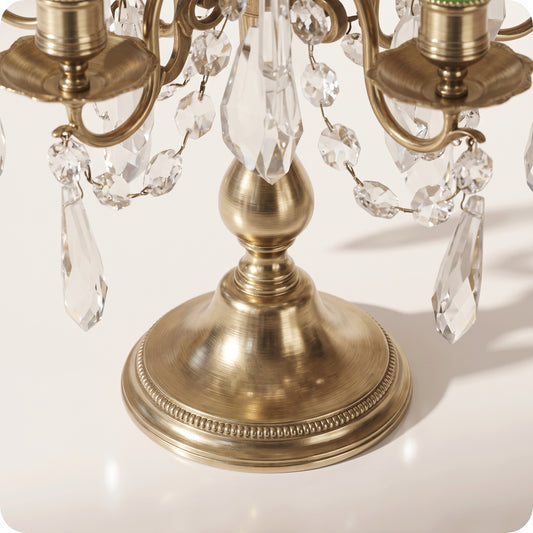Candelabro chapado en níquel con cristal pico dorado