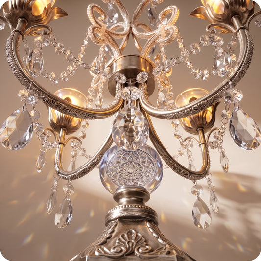 Candelabro chapado en níquel con cristal y diamantes plateado g