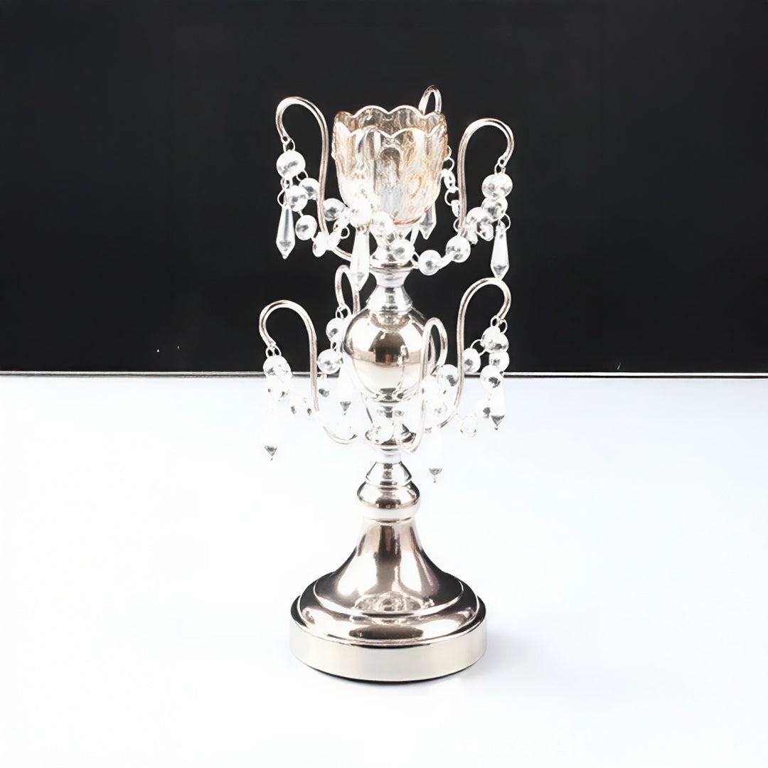 Candelabro chapado en níquel con cristal 15*15*32CM Dorado