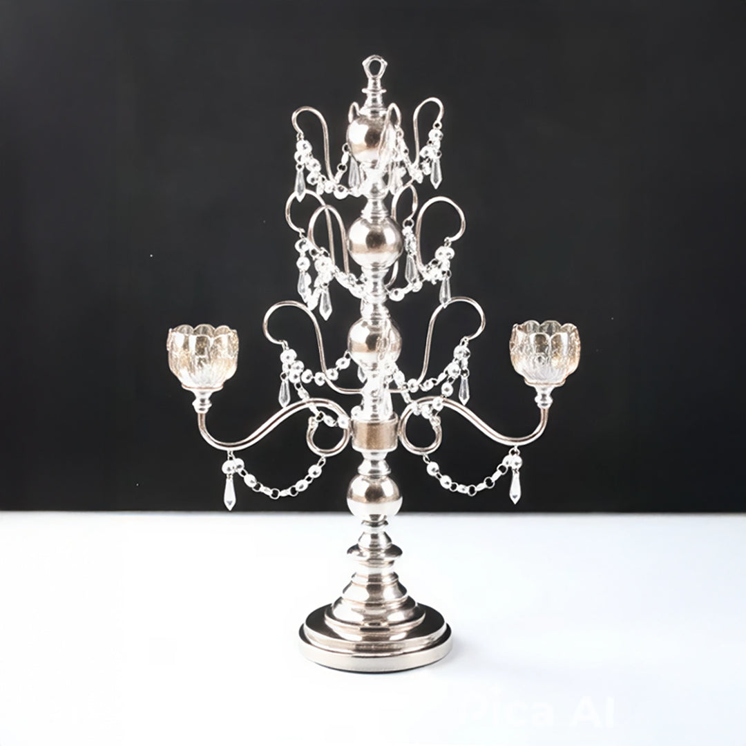 Candelabro chapado en níquel con cristal 44*22*62CM Dorado