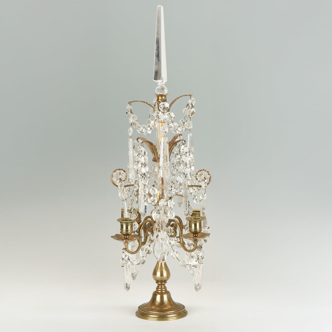 Candelabro chapado en níquel con cristal 30*30*76cm Plata