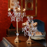 Candelabro chapado en níquel con cristal 33*33*63cm Plata