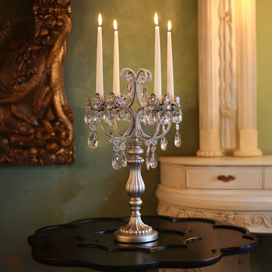 Candelabro chapado en níquel con cristal 30*30*55cm Plata
