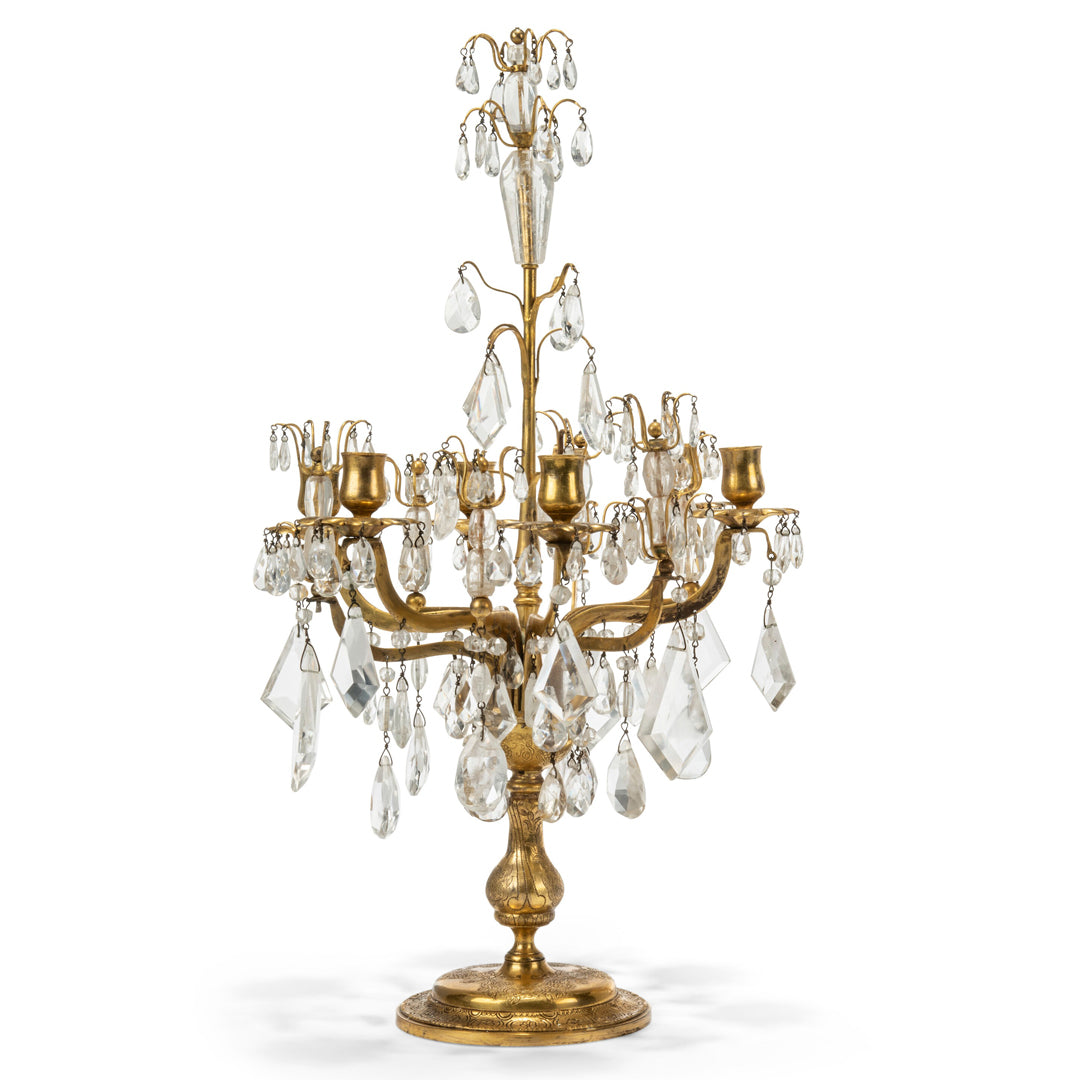 Candelabro chapado en níquel con cristal 40*40*75cm Plata
