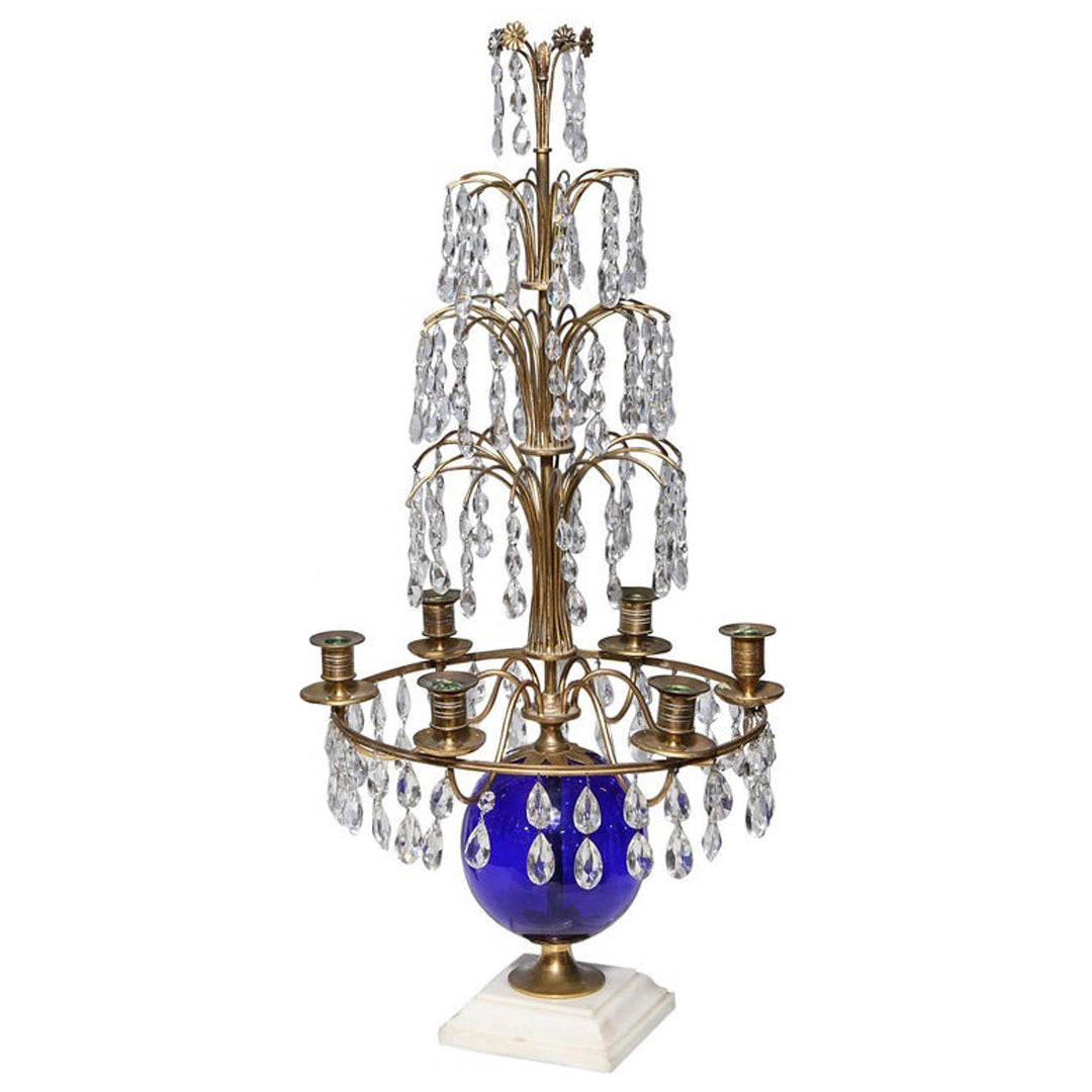 Candelabro chapado en níquel con cristal 35*35*80cm Dorado