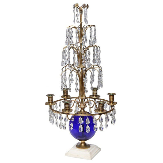 Candelabro chapado en níquel con cristal 35*35*80cm Plata
