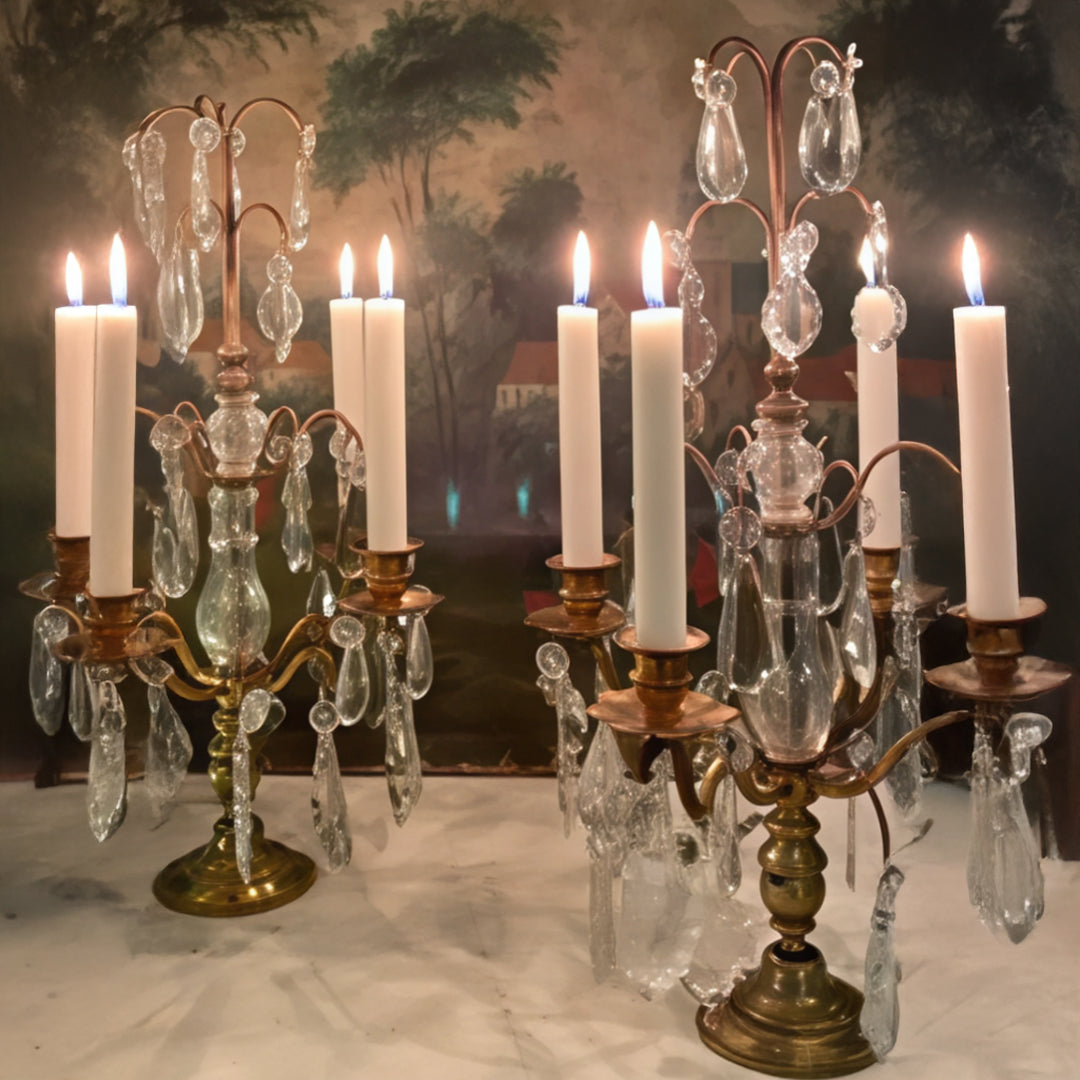 Candelabro chapado en níquel con cristal 33*33*70cm Dorado