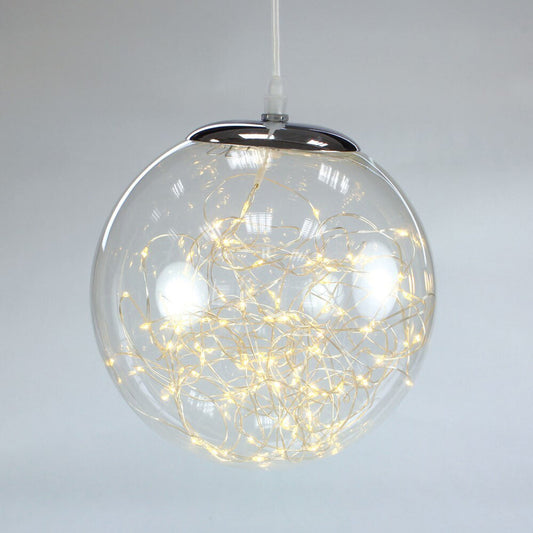 Bola de humo de 110 LED con cable de 5 metros y adaptador UL3V 25cm Transparente (smokey+ classic warm)
