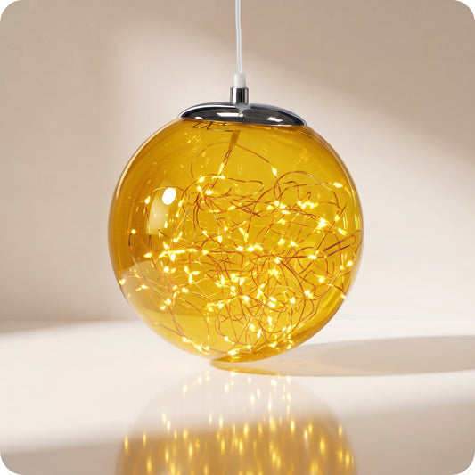 Esfera trasparente dorada de luz led 35, 25, 18 cm