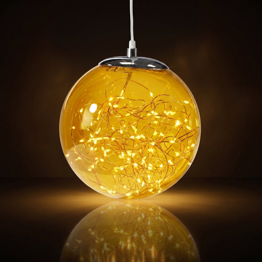 Esfera trasparente dorada de luz led 35, 25, 18 cm