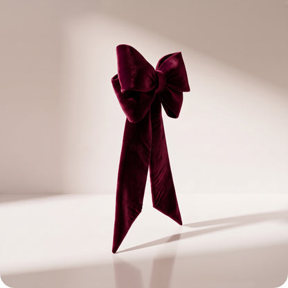 Moño burgundy de terciopelo, 1.10 x 50 cm.